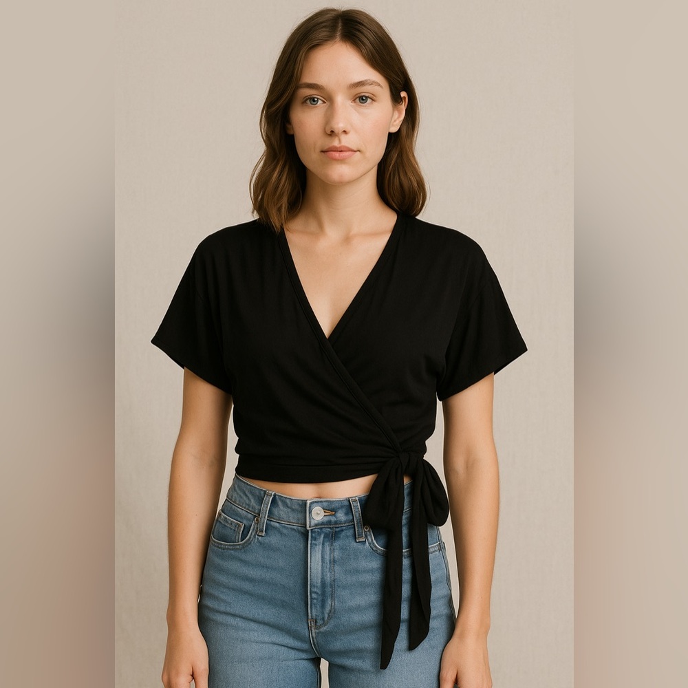Final Touch 100% Rayon Wrap Crop Top